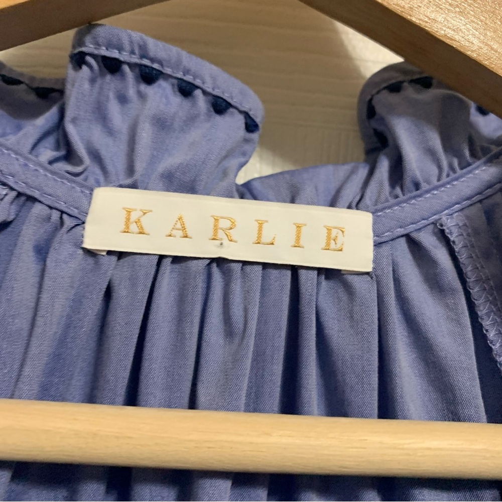 Karlie Light Blue Mini Dress with Navy Trim - Picture 5 of 13